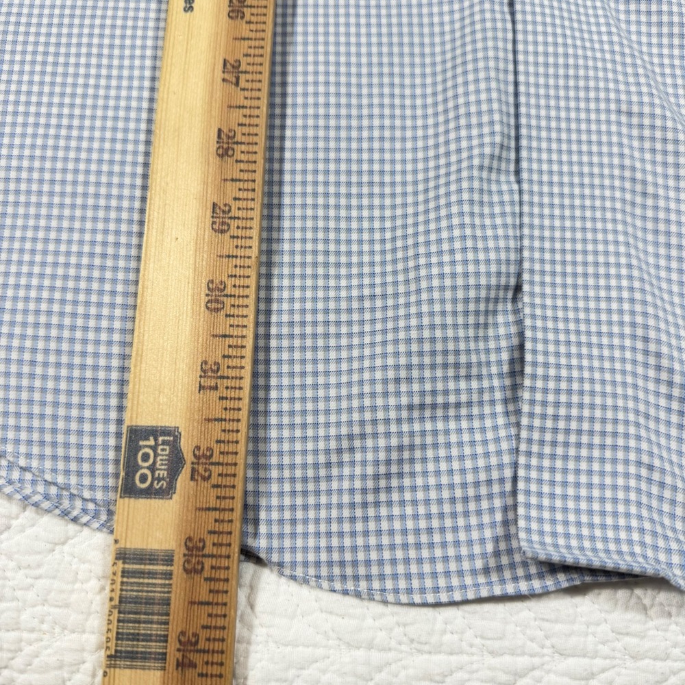 Brooks Brothers Dress Shirt Regent Men 18 34 Blue Non-Iron Check French Cuff EUC - Picture 7 of 9
